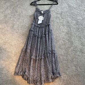 Misa Los Angeles Black and Gray High Low Dress